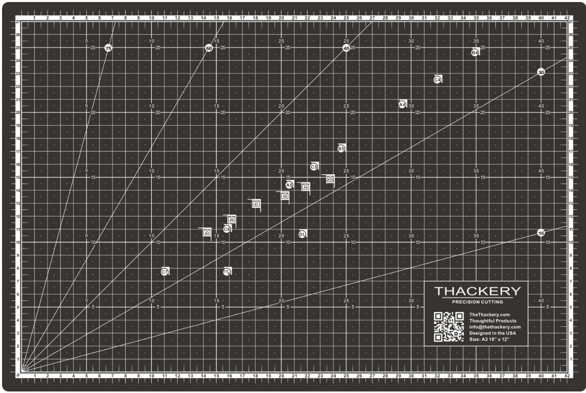 Size A3 - 12" x 18" Self-Healing CUTTING MAT - Reversible Inches and Centimeters - thoughtful design - 5 layer mat, finest available