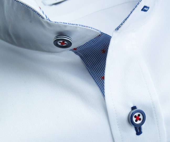 100 white and blue STRIPED BUTTONS - 5mm thick! - choose from sizes 18L 16L - great quality - Made in ITALY