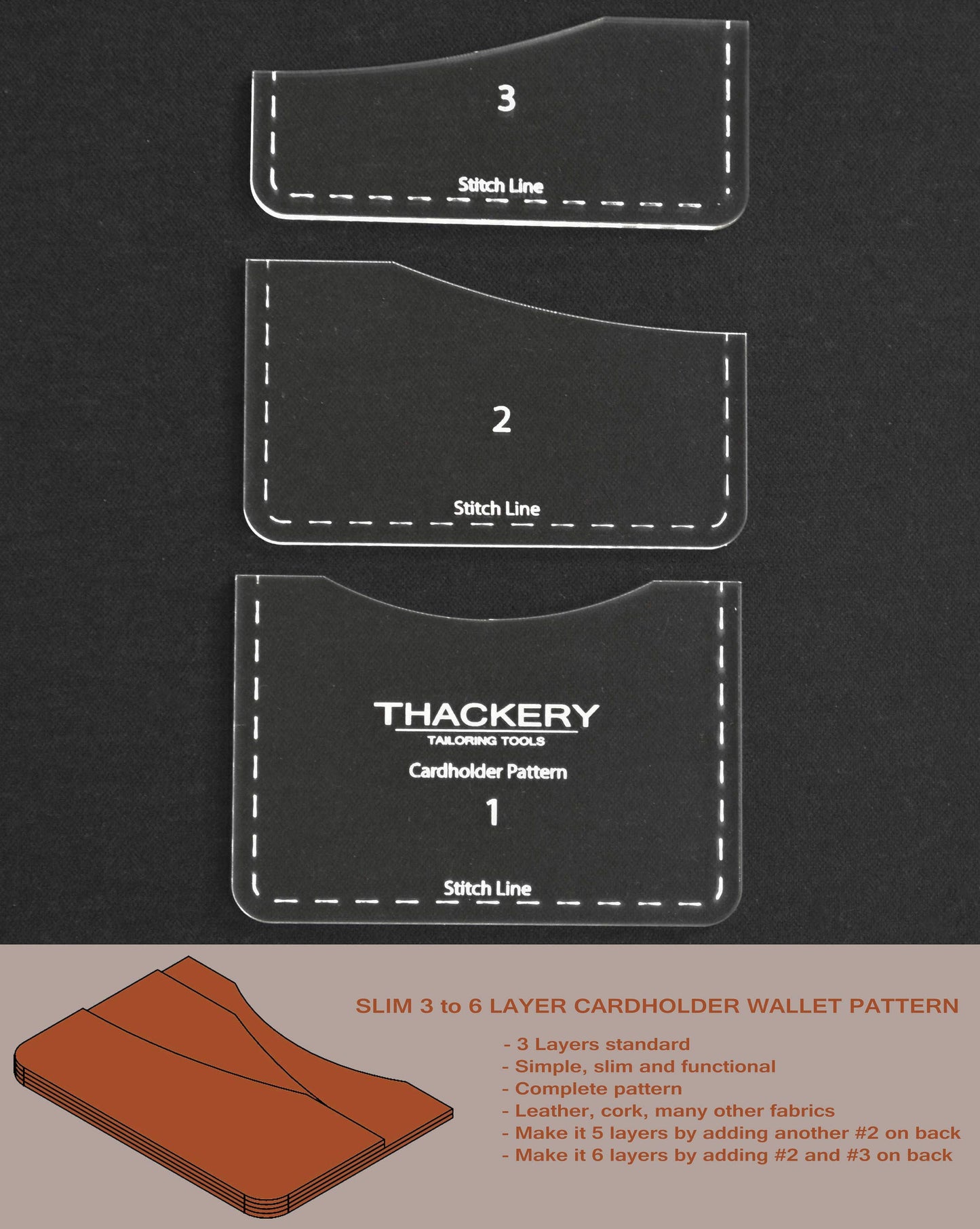 Slim 3 to 6 Layer CARDHOLDER WALLET PATTERN -- Superb Quality, no finer patterns available anywhere in the world
