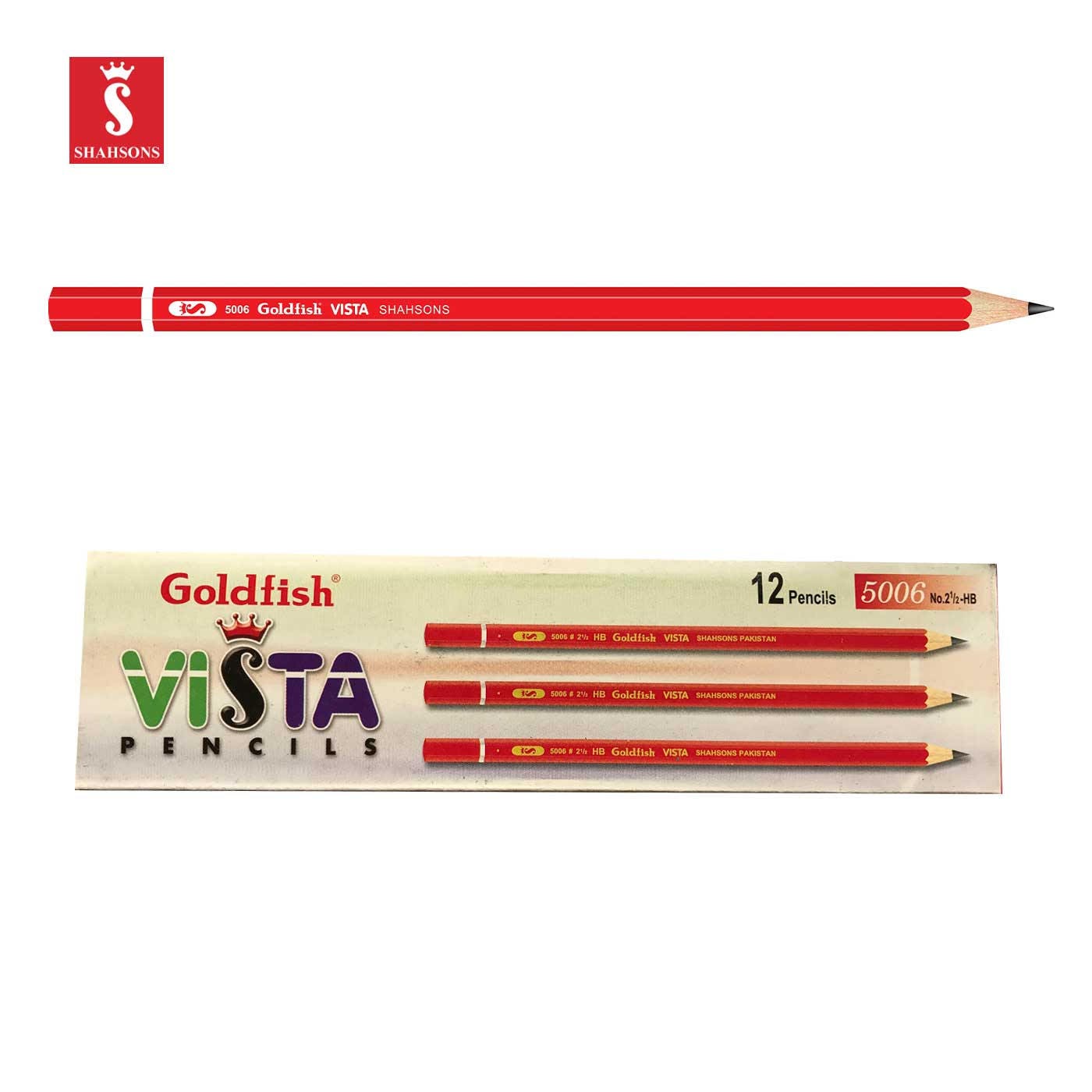Shahsons Goldfish Vista Pencils - 2 1/2 HB - 12 PACK - Quality Drafting Pencils - made in Pakistan