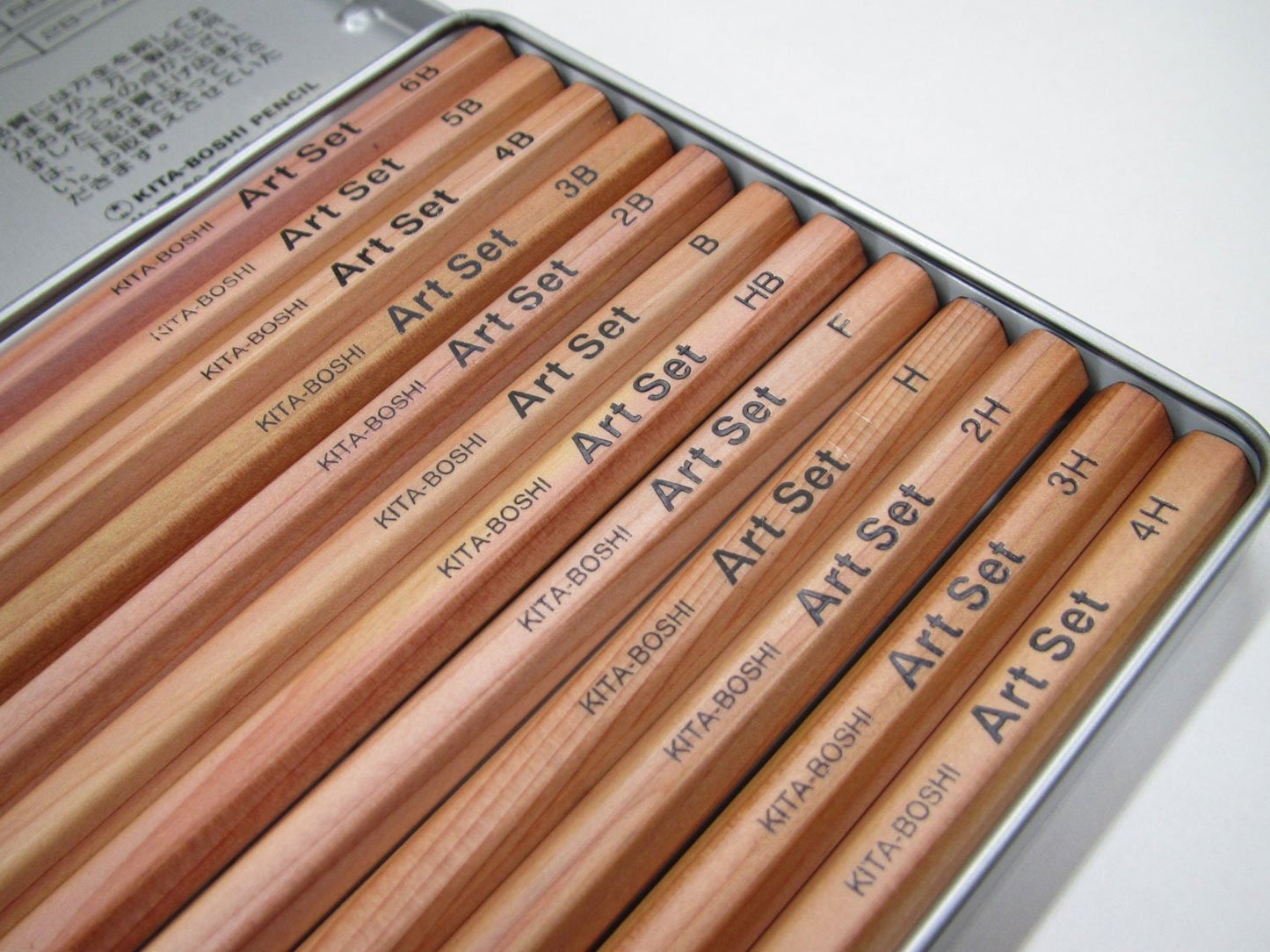 KITABOSHI 9900 Art Set of 12 Pencils - 4H to 6B in a metal tin - Made in Japan