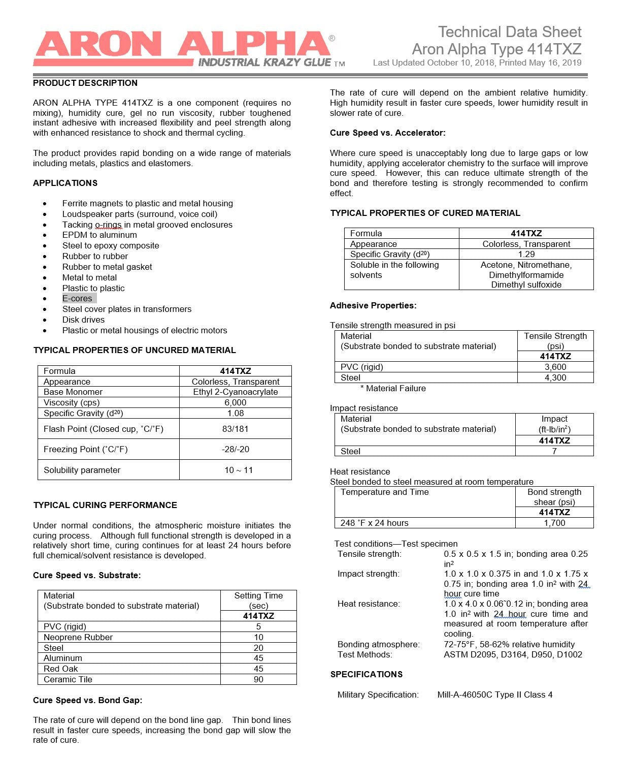 Aron Alpha 414TXZ Impact Resistant Industrial Cyanoacrylate Adhesive Gel for Crafting and Magnets - .7oz bottle - made in JAPAN