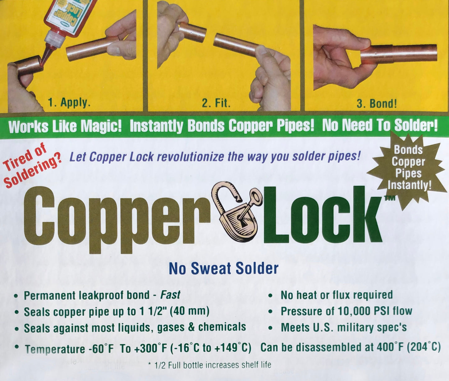 Copper Lock No Heat Solder, 2oz Tube, Red 10-800 - Made in USA
