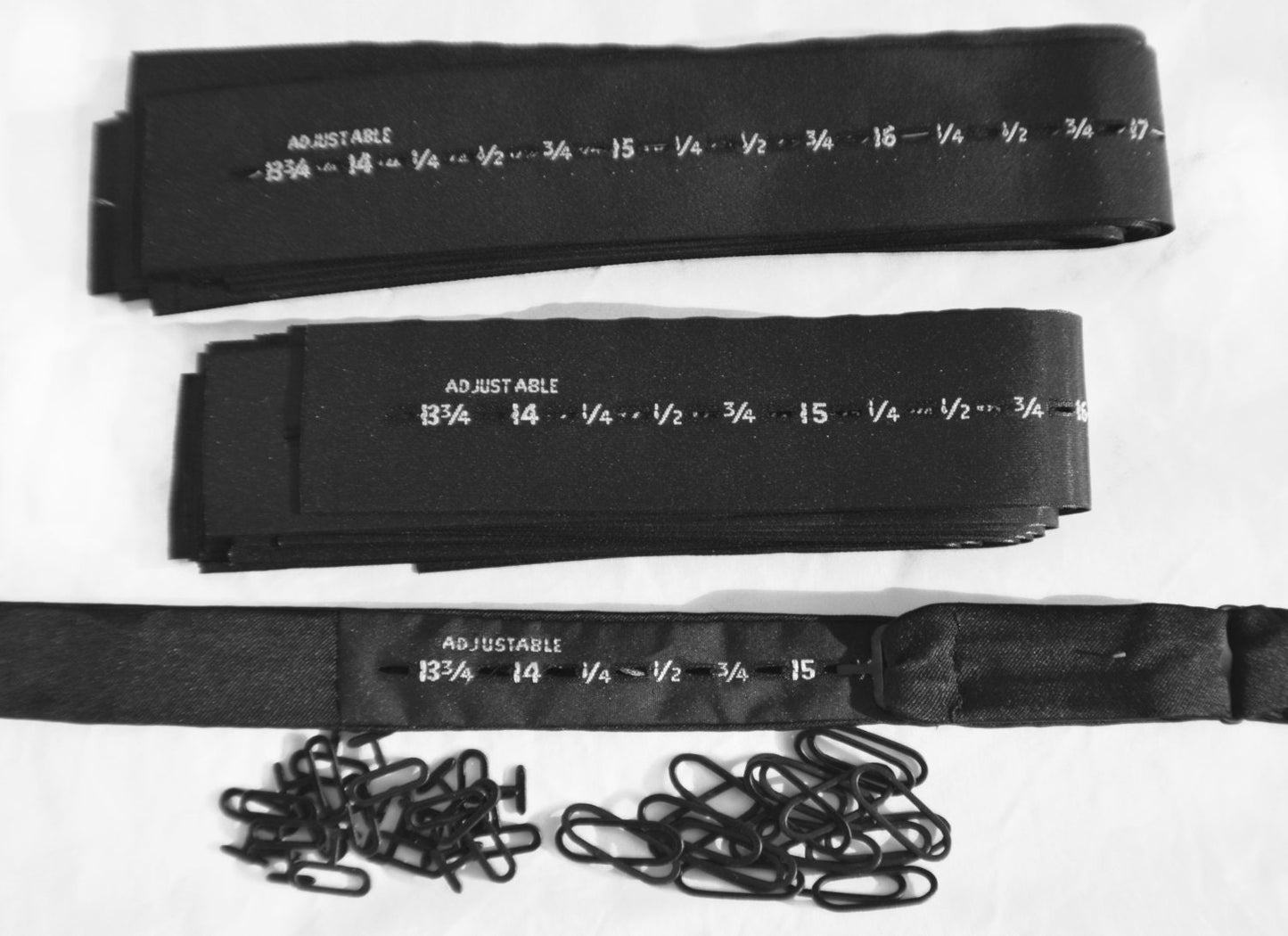 Sets of 36mm SILK Bow Tie SIZE RIBBONS with Hardware (Eye and T-hook) - 2 neck sizes available, choose lot of 5, 10, 20, or 50
