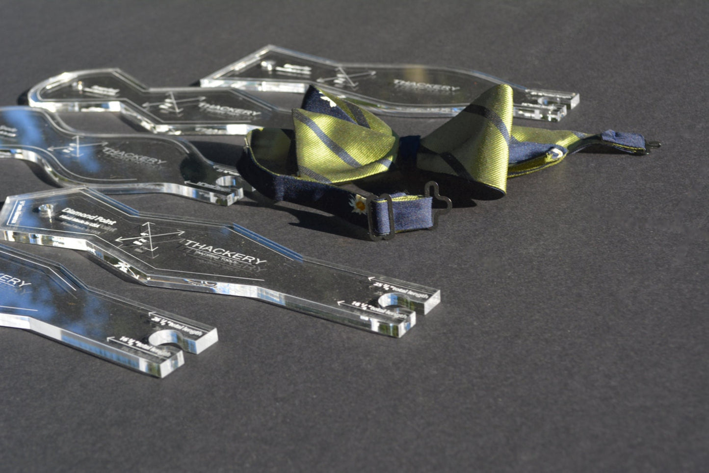 Set of 3 Acrylic BOW TIE PATTERNS, 1/4" Thick + add 2 Extensions Superb Quality, no finer set available in the world