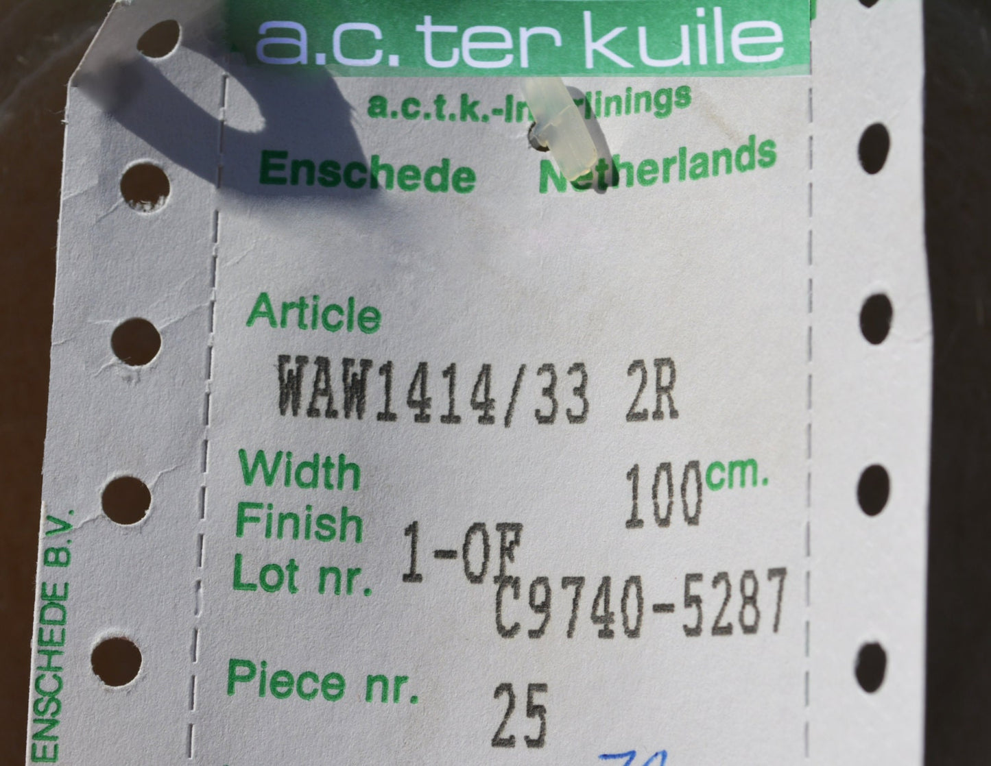 Medium weight Necktie INTERFACING / INTERLINING - AC Ter Kuile - finest available - WAW1414/33 - wool blend - Made in Netherlands