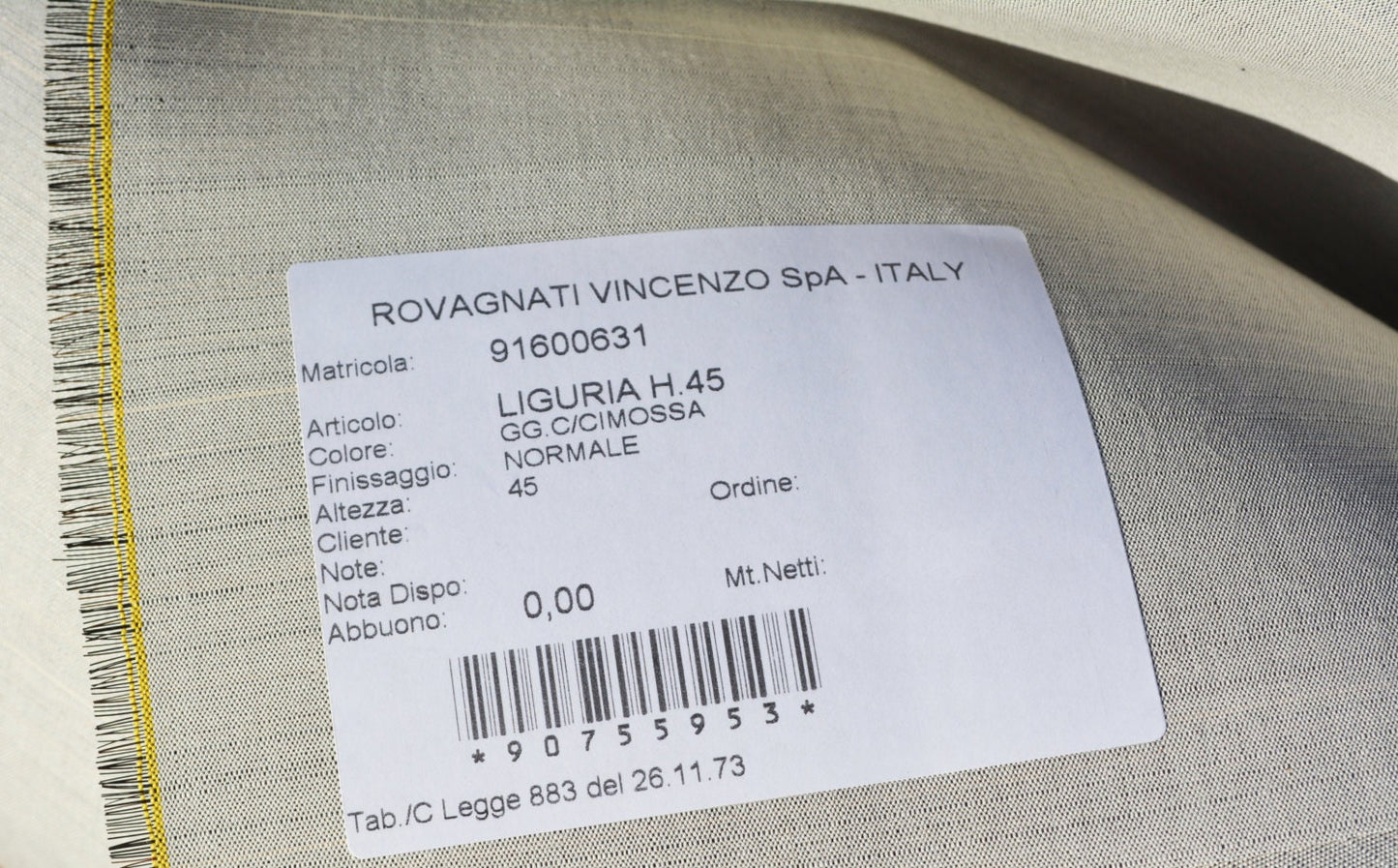 Rovagnati Liguria H45 horse hair and cotton canvas INTERFACING / INTERLINING - finest available - Made in Italy