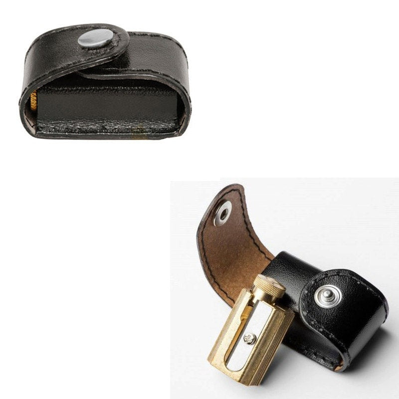 Legendary DUX Adjustable Pencil Sharpener - brass in a genuine leather case - Made in Germany