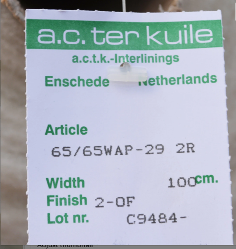 Heavy weight necktie INTERFACING / INTERLINING - AC Ter Kuile - finest available - 65/65WAP-29 - Wool blend - Made in Netherland