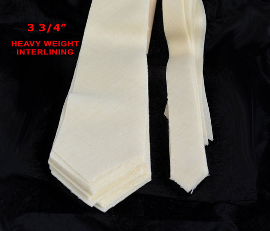 PRE-CUT 3 3/4" wide heavy weight necktie interfacing / interlining, wool + viscose AC Ter Kuile, finest available, Made Netherlands