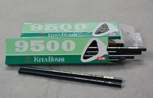 KITABOSHI 9500 "Drawing and Retouching" Pencil - HB - Made in Japan - Pack of 12