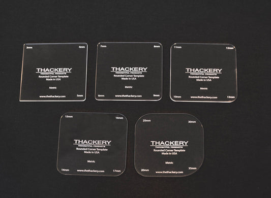 Thackery Rounded Corner Template - METRIC- complete set of 5 templates - 20 sizes - 3mm to 30mm