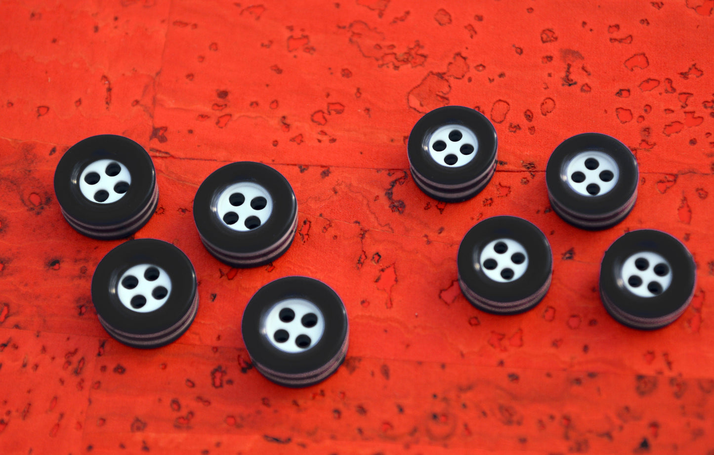 14 white and black STRIPED BUTTONS for 1 complete shirt - 5mm thick! - great quality - Made in ITALY