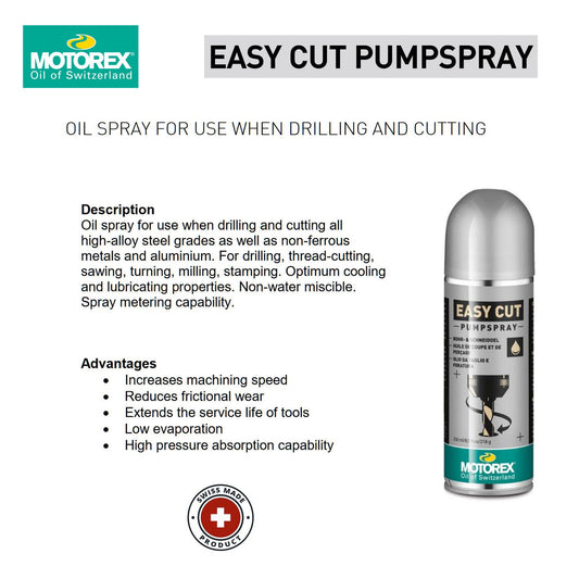 Motorex Lubricating Easy Cut Pump Spray 250ml - Made in Switzerland - finest quality product