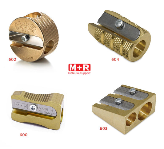 Mobius + Ruppert (M+R) Brass Pencil Sharpener - choose from 4 shapes!  Made in Germany - finest in the world!